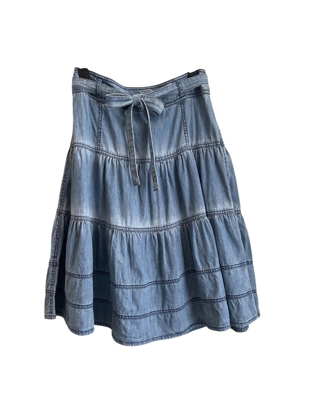 Sundance Tiered Chambray Tiered Skirt Size P0 Concert Boho Cottagecore Western